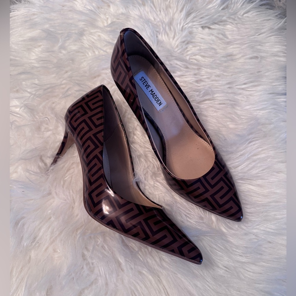 Steve Madden Black and Brown Geometric Women's Heels